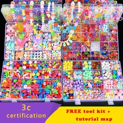 Juego de cuentas de semillas hechas a mano para niñas, juguetes, manualidades, fabricación de pulsera, collar, joyería, regalo para niños