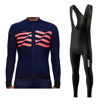 

2019 Por Team MAAP Men's Cycling Jersey Set MTB Bicycle Clothing Maillot Ropa Ciclismo Long Sleeve Bike Clothes Cycling Set