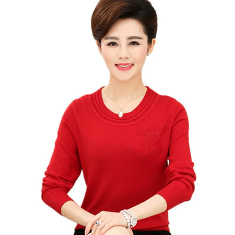 Women New Spring Autumn Middle Old Age pullover Sweater Females Fashion Thin Section Plus Size Knitted Sweaters Casual | Женская одежда