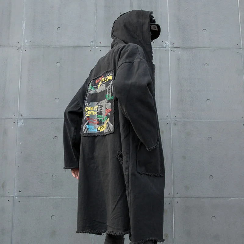 Black Guo-Chao Tang, новинка, Diablo, стиль, уличная одежда, Jaqueta Masculino, с принтом сзади, странные вещи, куртки, большой карман, мужская куртка на молнии - Цвет: Black