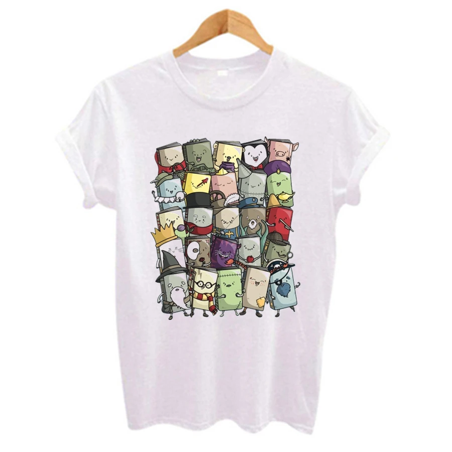 Harajuku Cute Cartoon image Print Women t shirt Short sleeve Casual  White t-shirt 2019 Newest Womens clothing Tee tops
