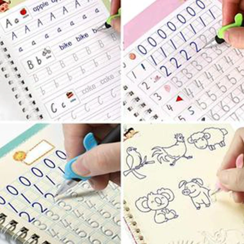 Kids Magic Writing Board Reusable Magic Writing Paste Children,Be Reused Handwriting Copybook Set Magic Calligraphy Tracing Book 1