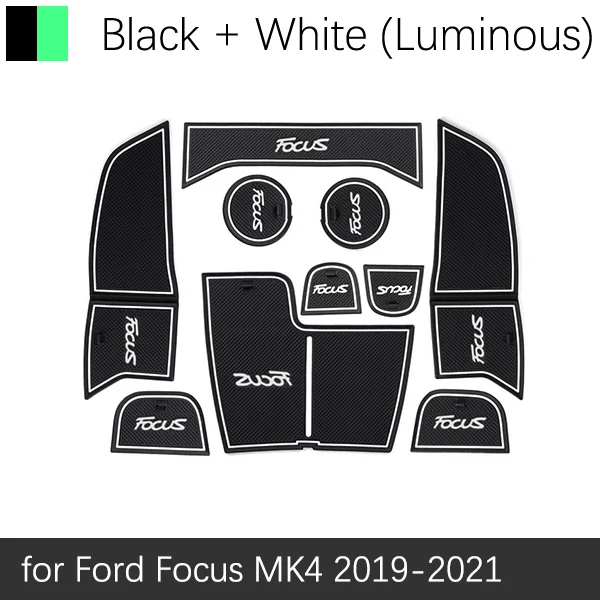 White Luminous Противоскользящая резиновая подушка для двери для Ford Focus 4 IV MK4 ST RS, лучшая, автомобильные коврики, аксессуары для интерьера, наклейка - Название цвета: White Luminous