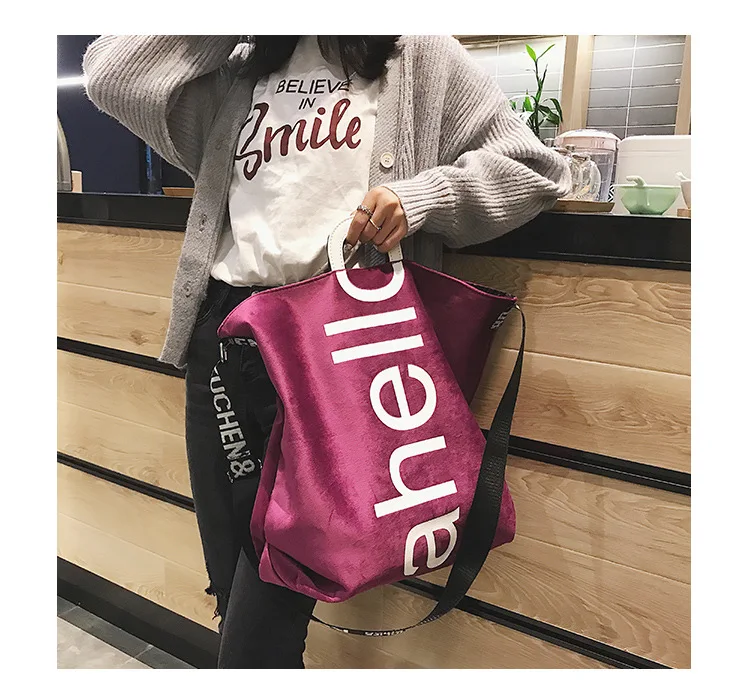 wristlets for women 2021 New Large Capacity Velvet Handbag Lady Letter Design Crossbody Shoulder Bags Casual Female Big Shopping Tote wristlet clutch