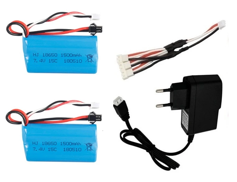 SM Plug) 7,4 В 1500 мАч lipo батарея для YDI U12A Syma S033g Q1 TK H101 18650 7,4 В батарея Rc игрушки лодки автомобили танки Дрон часть - Цвет: Blue