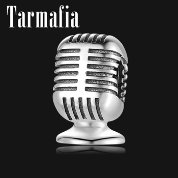 

New 925 Sterling Silve Microphone shape Metal Beads Charm Silver 925 Original Fit Original Women Charm Bracelet Jewelry making