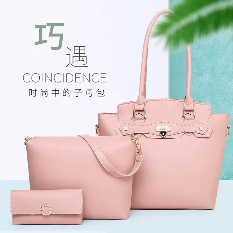 

Hot Selling 2018 Europe And America Style New Style Fashion Simple Portable Shoulder Bag Patent Leather Three-piece Set Picture