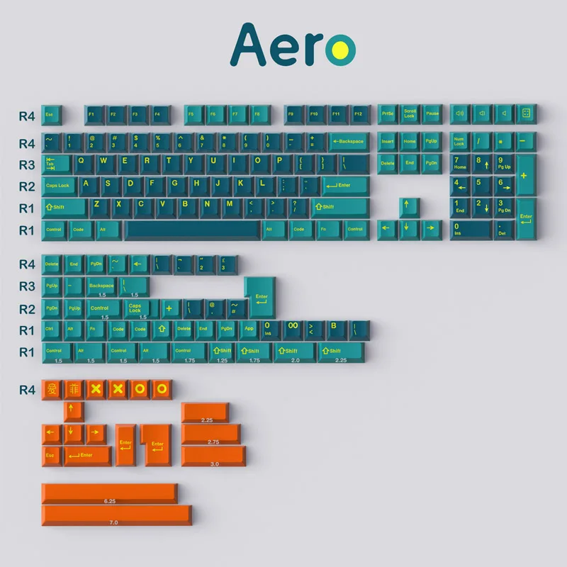 

GMK Aero keycap For Mechanical Game Keyboard Keycap ABS Bicolor Dye Cherry Outline Green Orange Keycaps