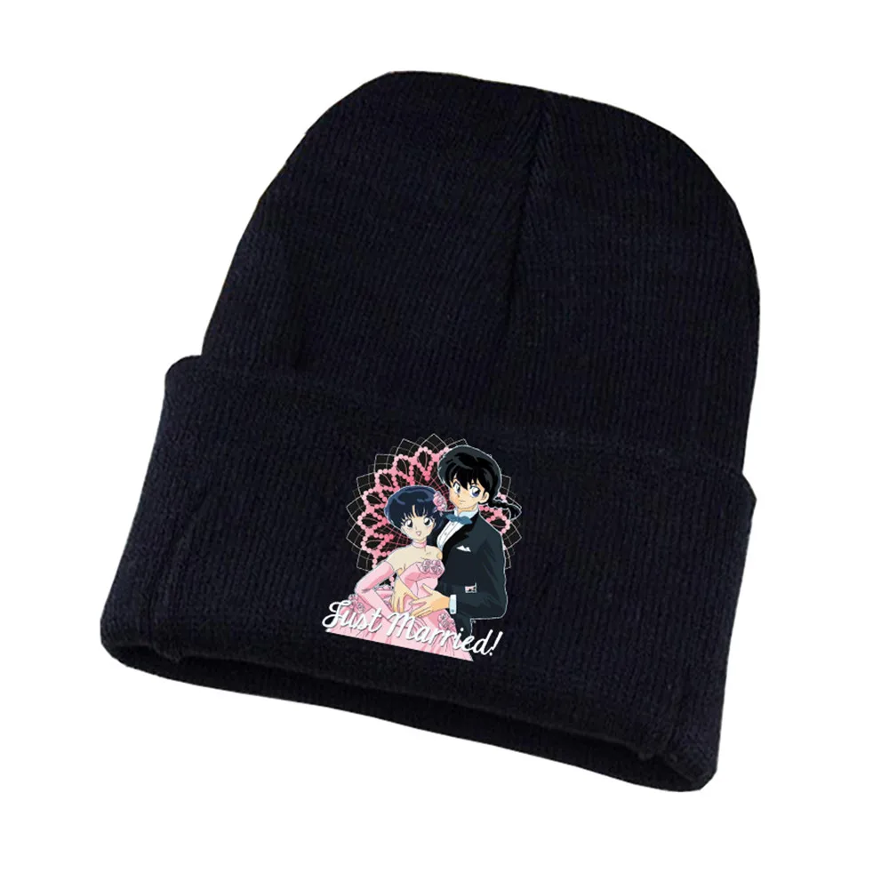 01 Anime Ranma Knitted hat Cosplay hat Unisex Print Adult Casual Cotton hat teenagers winter Knitted Cap - Цвет: 01