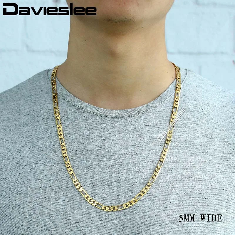 Davieslee Mens Necklace Chain Yellow 