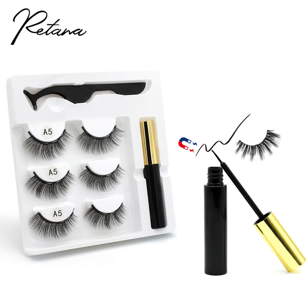 Magnetic Eyelashes 3D false eyelashes magnetic liquid eyeliner waterproof durable tweezer set hand eyelash makeup tool,fake eyelashes