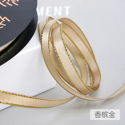 1/4'' Gold Edge Polyester Ribbon Bouquet Bowknot Ribbon DIY Gift Wrapping  Ribbon Single Flower Ribbon - AliExpress