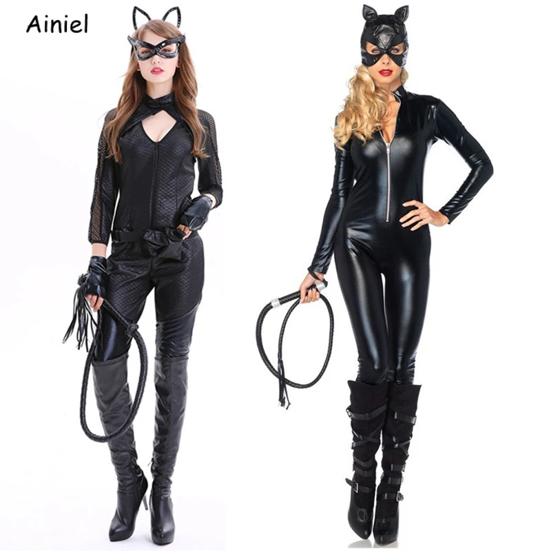 Ainiel женский костюм для косплея кошки сексуальный черный комбинезон из