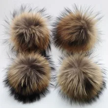 PPM003 20 шт./лот помпоны из натурального меха енота 15 см Меховые помпоны для вязаной шапки из натурального меха енота помпоны для брелоков аксессуары