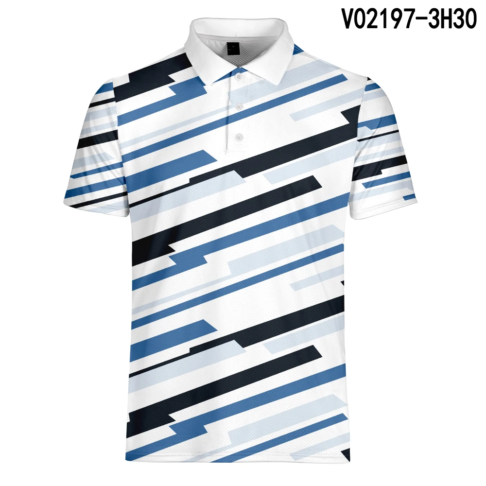Бренд WAMNI, 3D Свободная полосатая Повседневная рубашка поло в стиле Харадзюку для бодибилдинга, Спортивная быстросохнущая теннисная рубашка, Мужская дышащая белая рубашка - Цвет: V02197