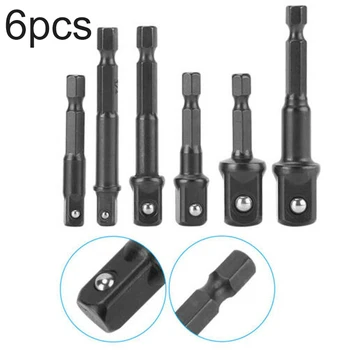 

Socket Adapter Drill Bits Set Hex Shank 1/4 3/8 1/2 6Pcs Impact Driver Tools