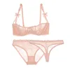 Varsbaby sexy unlined underwear set half cup transparent 3 pcs bras+panties +thongs bra set for women ► Photo 3/6