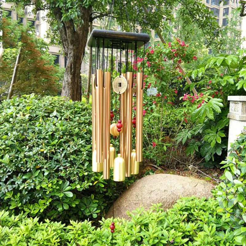 Carillón De Viento De Metal Y Vidrio - 41 Cm | Decoración Para Patio, Jardín O Balcón | Sonido Relajante