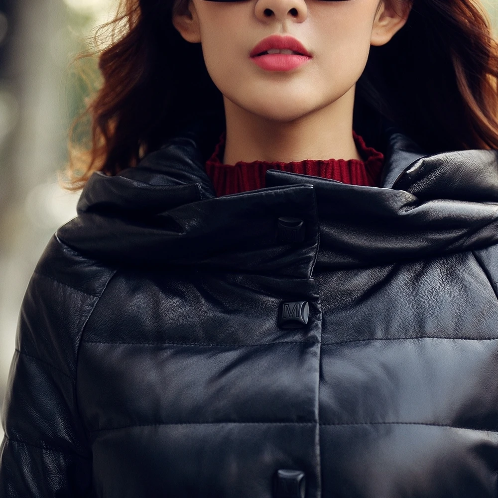 

Куртка из натуральной кожи, зимняя, женская, длинная, пуховик для женщин, пальто из 300% натуральной овчины, MY3934