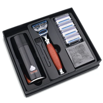 

Men's Manual Shaver Razor Zinc Alloy Classic Shaving Razor Double Edge Safety Razor Handle with 4PC Blades Beard Foam