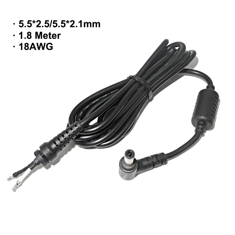 laptop power adapter plug converter 1.8M 5.5 x 2.5 mm Laptop Power Connector Jack Dc Plug Adapter Charger Cable Cord 18AWG for Asus Lenovo Notebook Charger