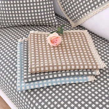 

1PCS Modern Non-slip Living Room Plain Color Cotton and Linen Sofa Bench Couch Cover Cotton Slipcover Armchair Canap Mattress