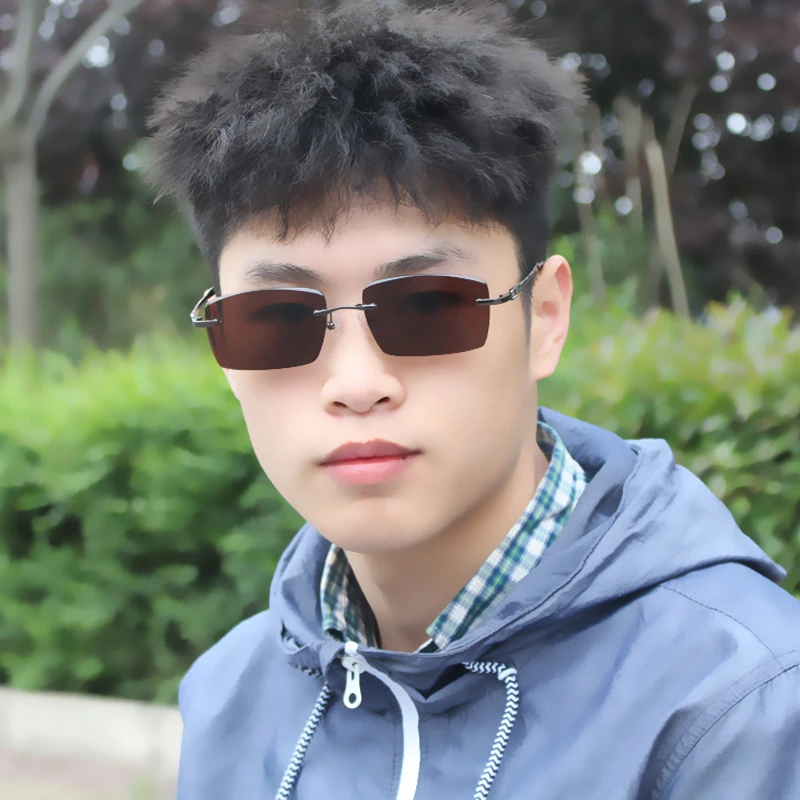 Gafas de sol de cristal Vazrobe hombres mujeres sin montura Natural piedra marrón lente arañazos gafas de sol para hombre Anti ojo seco|De hombres gafas de sol| - AliExpress