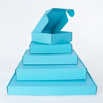 

5pcs / 10pcs / blue gift box holiday party exquisite packaging box wig storage corrugated box support customized size and logo