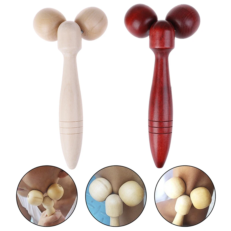 Wooden Eye Face Roller Health Care Massager Primary Wood Color Relaxing Neck Chin Slimming Face-lift Massage Tool 2 Colors