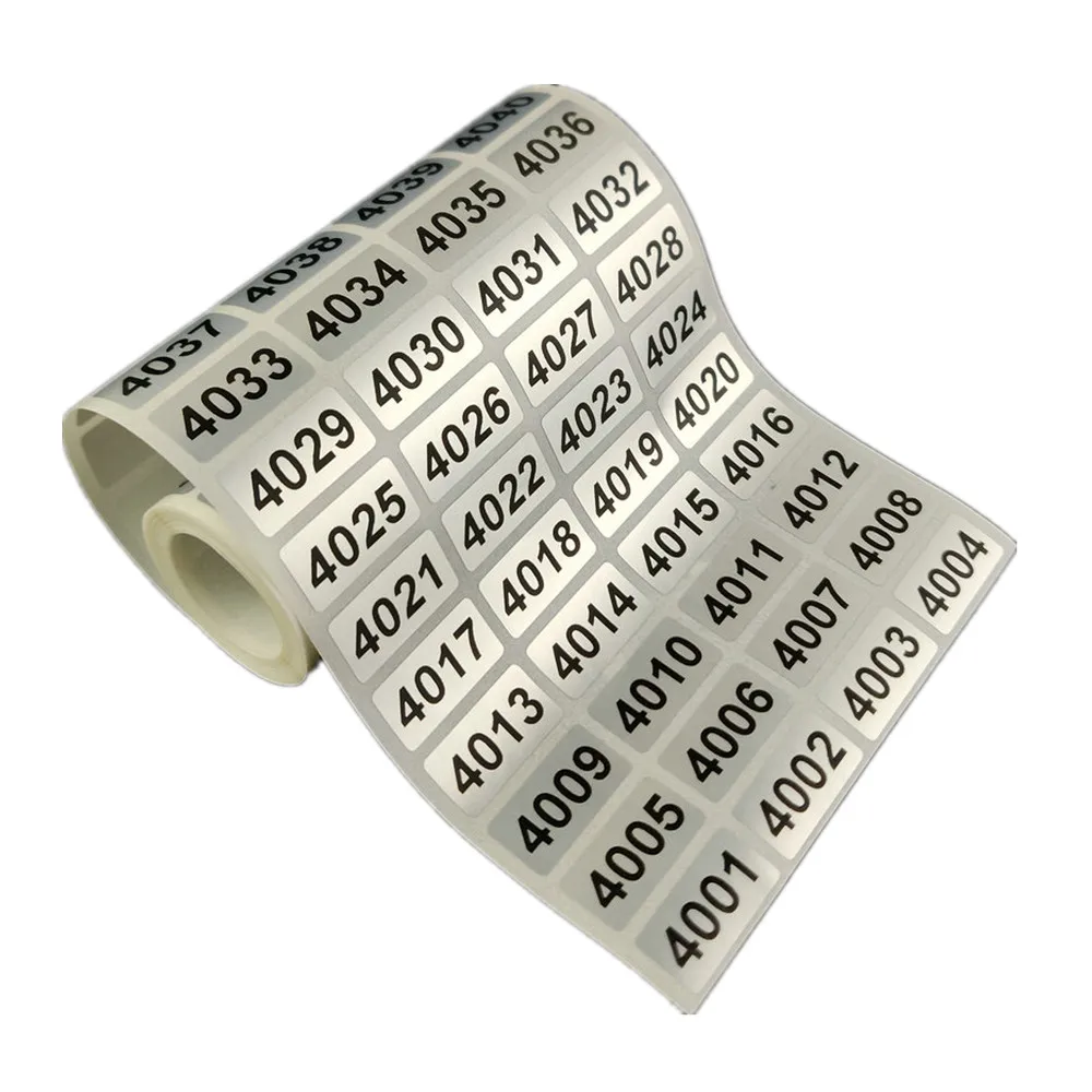 1000 Consecutive Number Inventory Label Stickers Black Printing Waterproof From 001 to 10000 Choose