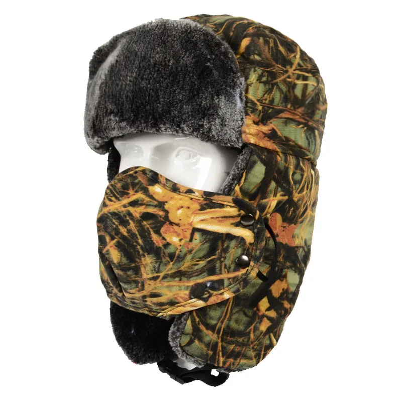 Camouflage Ushanka Winter Thick Flight Trooper Hats Men Women Outdoor Cap Forest Camo Waterpoof Coldproof Hat Earflaps_voghion.com