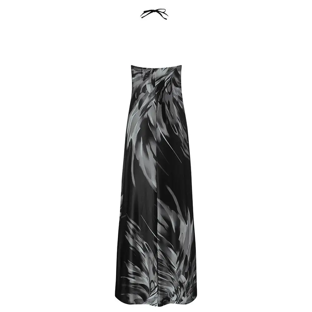 Женская Мода Спагетти ремень Красочные из набивной ткани, с Повседневное Maxi Dress Vestidos de fiesta de noche, ropa mujer