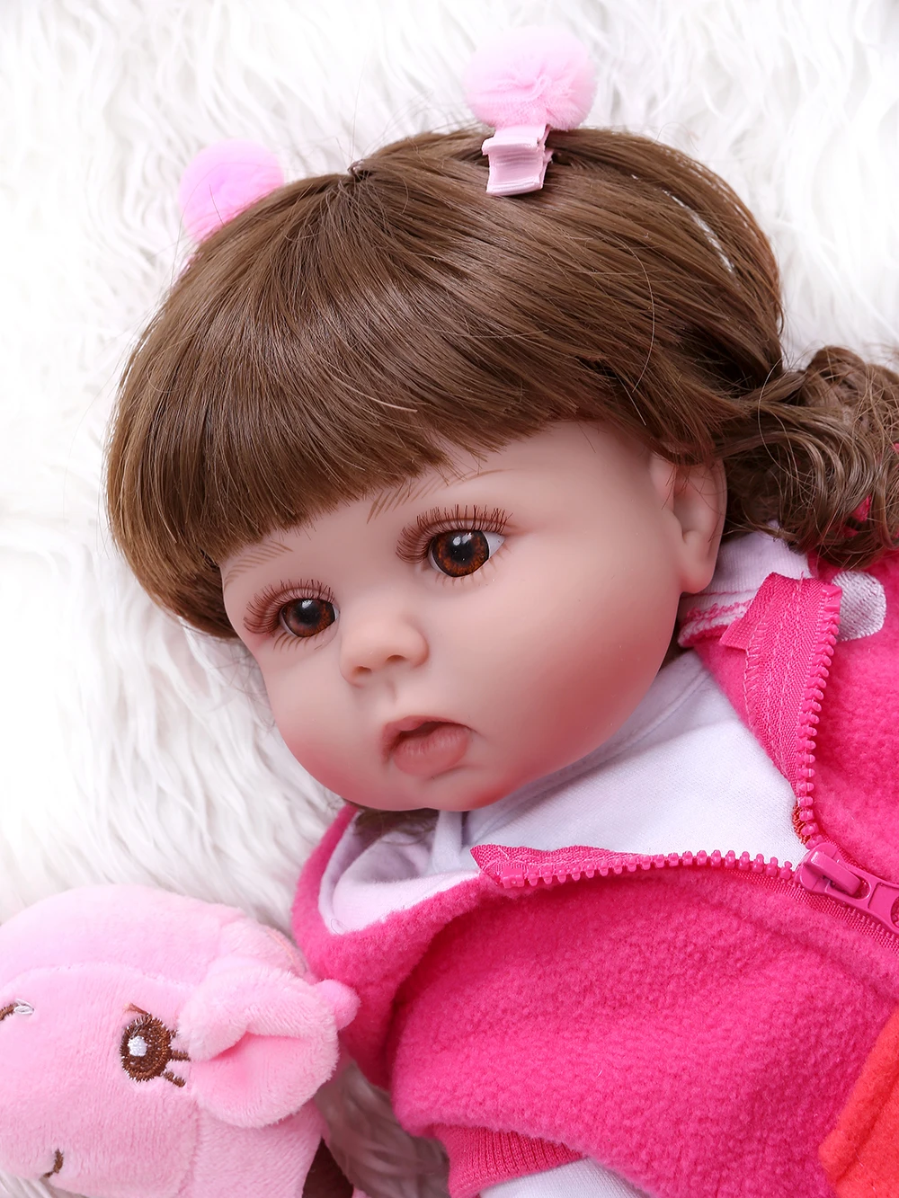 Bjd boneca 48 см Кукла reborn для маленьких девочек розовое платье Полное Тело Винил Реалистичная детская игрушка для ванны водонепроницаемый анатомически правильный