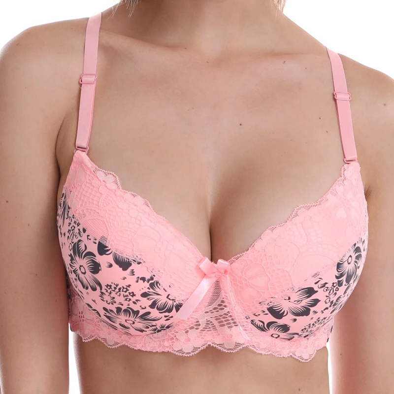 Beauwear, сексуальный женский Бюстгальтер, чашка B C, для девушек, дышащее нижнее белье с цветочным рисунком, женская мода, пуш-ап, бюстгальтер на косточках, плюс 40-46 - Цвет: Orange