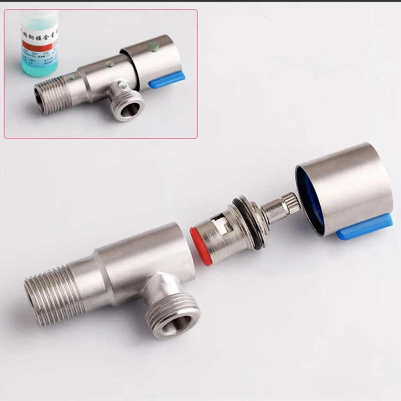 Angle Valve Thread Triangle Valve Hot and Cold Water Bathroom Connector for Toilet Basin Water Heater Stainless Steel