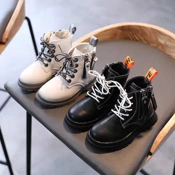 

Autumn Winter Kids Snow Boots Children's Ankle Short Boots Boys Girls Martin Boots Unisex PU Leather Shoes Kids Shoes D988