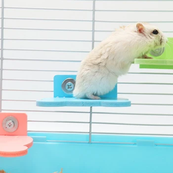 

Hamster Platform Stand Rack Creative Universal Hamster Cage Platform Bird Perch Platform Wooden Plate Toys Funny Favor Toy