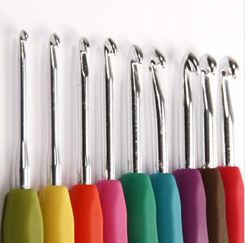 2PCs 4.5-8mm Colorful Metal Hook Crochet Template Kit TPR Aluminum Knitting Needles For Loom Tool Band DIY Crafts 13.9x1.3-1.6cm | Дом и сад