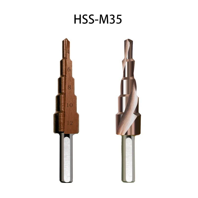 

4-12mm Pagoda Shape Step Drill Bit HSS-CO/M35 Cone Cutting Tools Steel Woodworking Metal Drilling Set