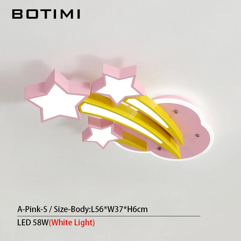 A-Pink-S White Light BOTIMI детский потолочный светильник в форме звезд для спальни, мультяшный облачный светильник для мальчиков, милый розовый потолочный светильник для девочек - Цвет корпуса: A-Pink-S White Light