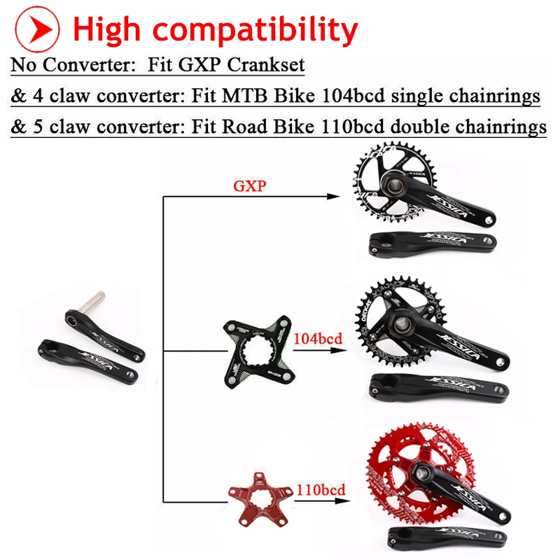 MTB шатун дорожный велосипед Алюминиевый 170 кривошипный GXP велосипедный кривошипный горный конвертер цепной набор Запчасти Аксессуары