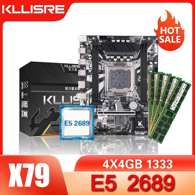 Комплект материнской платы Kllisre X79 LGA 2011 E5 2689 CPU 4 шт. x ГБ = 16 Гб памяти DDR3 ECC ОЗУ 1333 МГц