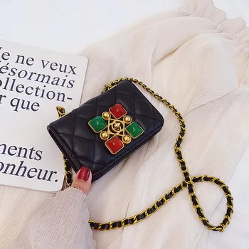 

women's bag Brand Original Design 2020 New Rhombic Joker Shoulder Diagonal Chain Bag Crystal Diamond Buckle Square Bag