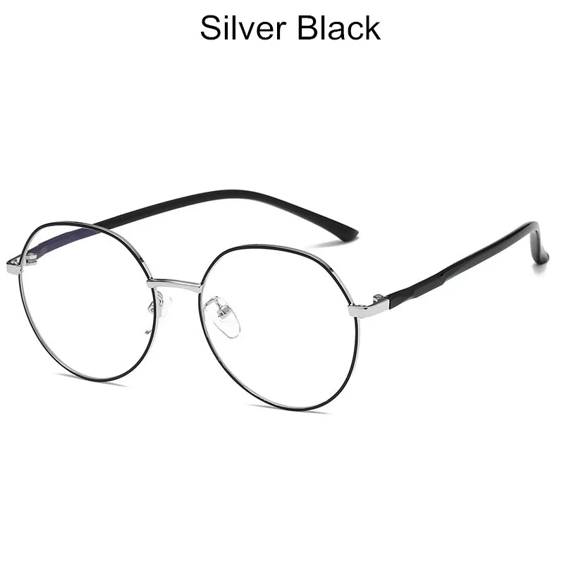 KOTTDO Vintage Round Computer Eye Glasses Frame Women Fashion Classic Eye Glasses Frames Men Myopia Glasses Frame - Цвет оправы: silver black