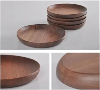 

Black Walnut Solid Wood Fruit Dish Wood Dish round Wooden Water Fruit Dish round Tray Japanese-Style Dried Fruit Tray Fruit Dish