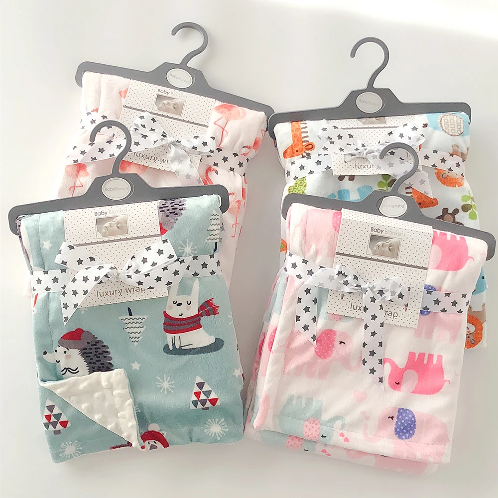 

Baby Blanket Double Flannel Soothing Beanie Blanket Newborn Cartoon Quilt Spring and Autumn Baby Cover Blanket Stroller Blanket