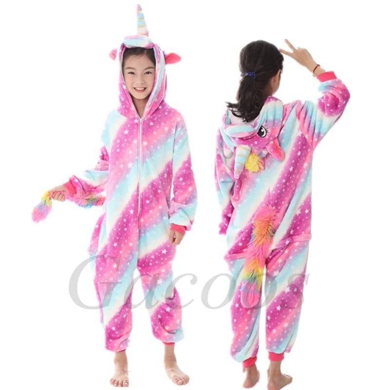 Kids Pajamas Children Onesie for 4 6 8 12 Years Unicorn Tiger Lion Panda Stich Pajamas Girls Animal Pyjamas Boys Jumpsuit Flannel Sleepwear