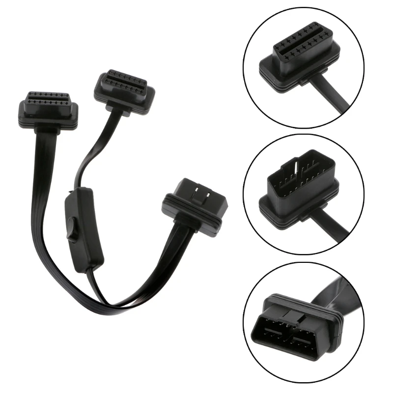 1 шт. Новый 16 Pin OBD2 Y сплиттер с переключателем папа на двойной женский 2 в