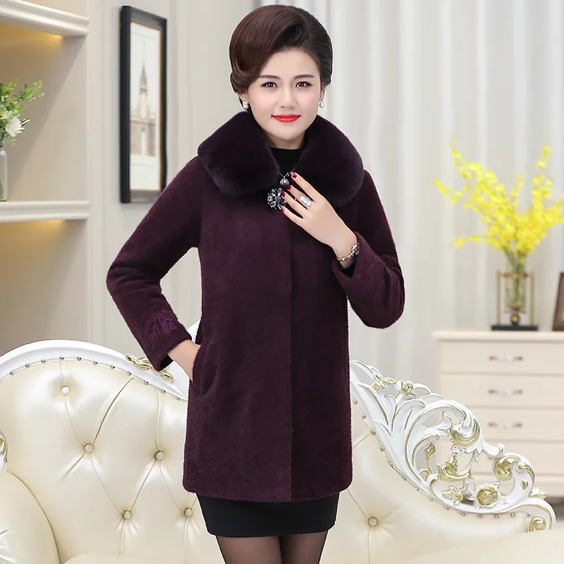 

Woolen Jacket Women's Mid-length 2019 New Style Autumn And Winter Imitation Mink Elegant Plum Mom Chenille Coat Mid-length