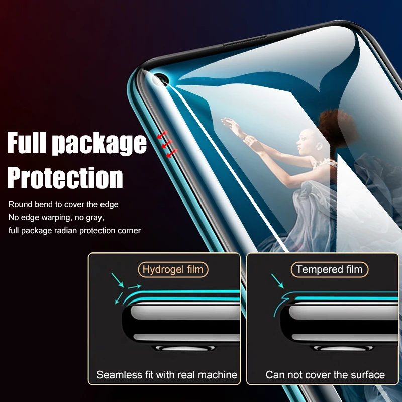 phone tempered glass Hydrogel Film For Huawei P30 P40 Lite P20 P Smart z 2019 Screen Protector Protective Case on Mate Honor 30 30s 20 10 Lite 8X 9X phone screen protectors